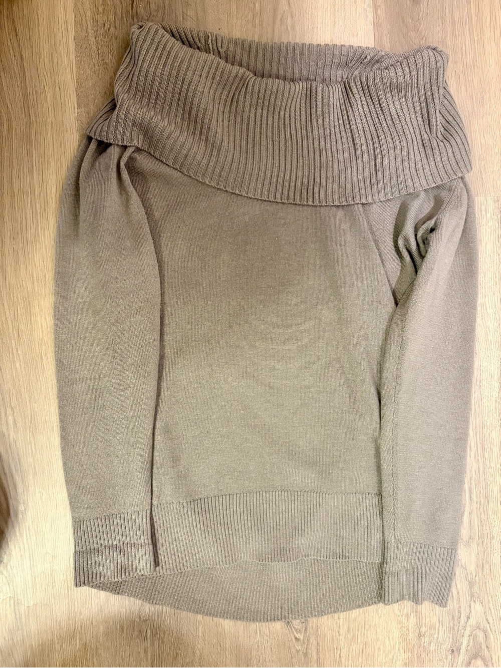 Ann Taylor Off-the-Shoulder Sweater in Taupe